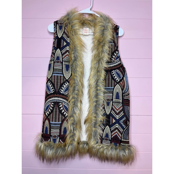 Flying Tomato Jackets & Blazers - Flying Tomato Fur Printed Boho Western Vest